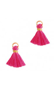 Ibiza style mini Tassel 1cm Gold-magenta purple
